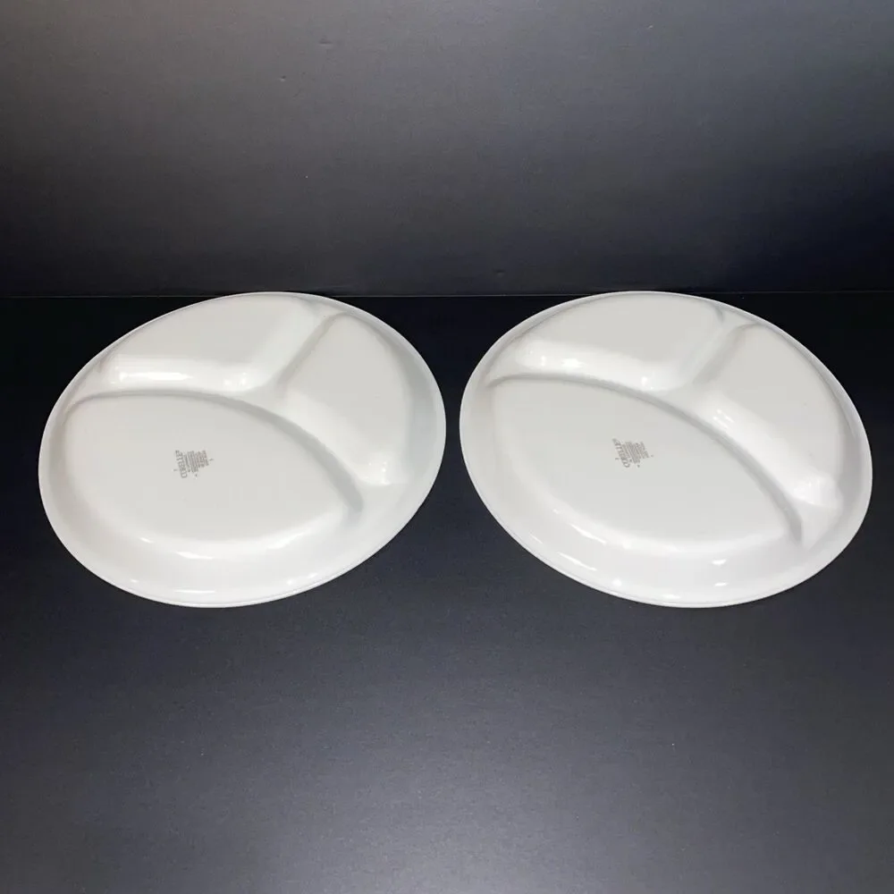 Corelle White Divided Dinner Plates Set of 2 Corning USA Microwave Safe 10 1/4